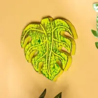 Панно "Лист" дерево 12х13х1 см, цв. зелёный