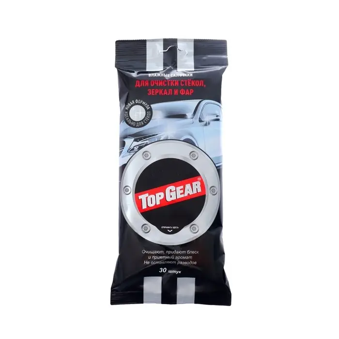 Влажные салфетки Top Gear, для стёкол, 30 шт.