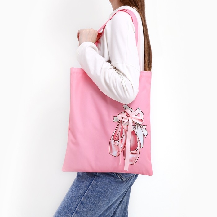 Шопер &laquo;Пуанты&raquo;, 35 х 0,5 х 40 см, с лентой, цвет розовый