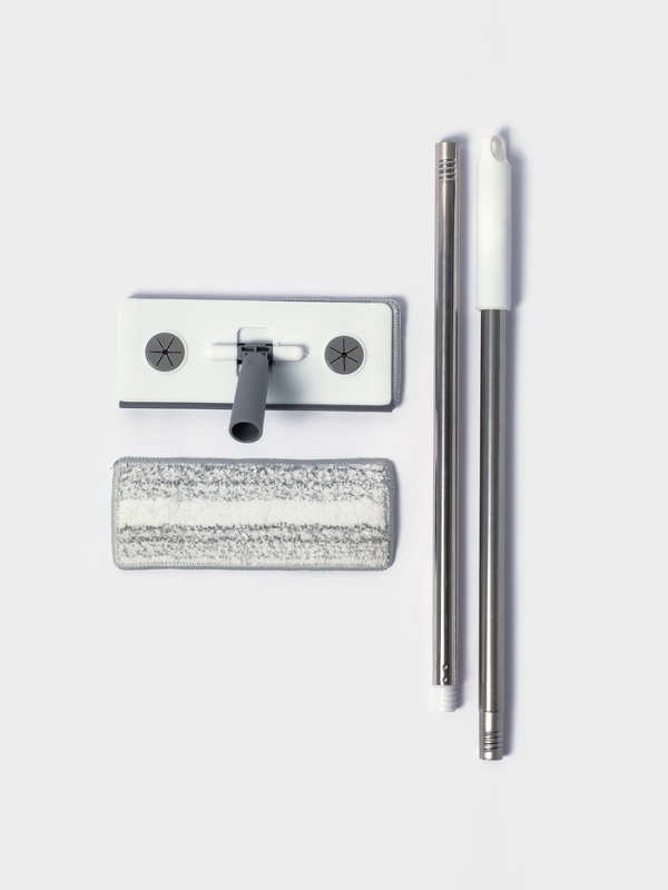 Швабра для стен и окон, со сгоном, стальная ручка, 2 насадки микроф 20х8х85 см