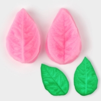 Молд &laquo;Лист розы&raquo;, силикон, 2 предмета, 5&times;3 см, цвет МИКС
