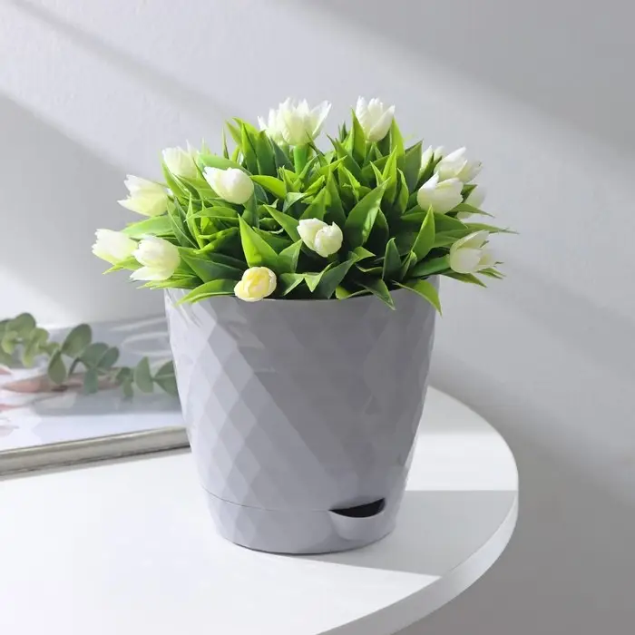 Кашпо с прикорневым поливом &laquo;Румба&raquo;, 1,5 л, цвет серый шелк