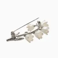 Брошь "Цветы Ландышей", цвет бело-зелёный в серебре