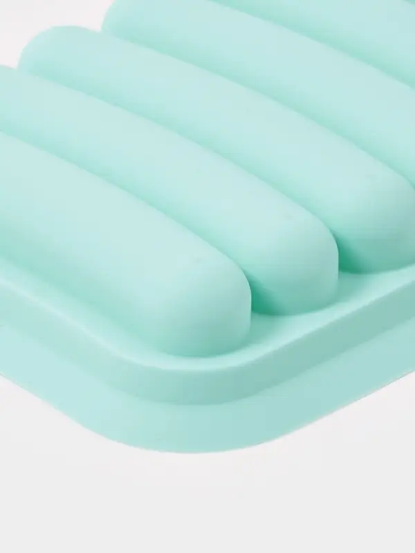 Форма для выпечки и приготовления сосисок Доляна, 6 ячеек, с крышкой, 17.5&times;13.5,2.8 см, силикон, бирюзовый