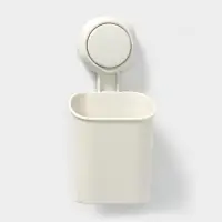 Стакан для зубных щёток на вакуумной присоске, пластик, 9&times;7,7&times;19 см, белый