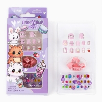 Детские накладные ногти &laquo;Милахи&raquo;, 12 шт, набор с браслетом и заколками