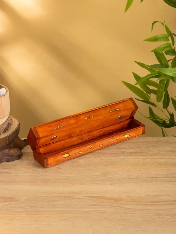 Пенал для благовония двойной с хранением, дерево шишам 30,5 см