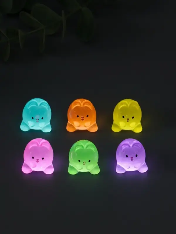 Сувенир эпоксидная смола флюоресцентный "Зайчики" набор 6 шт 1,7х1,8х2 см