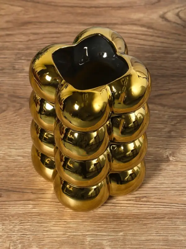 Ваза керамика настольная "Дайзи" шарики, h=20х11, d=7 см, золото