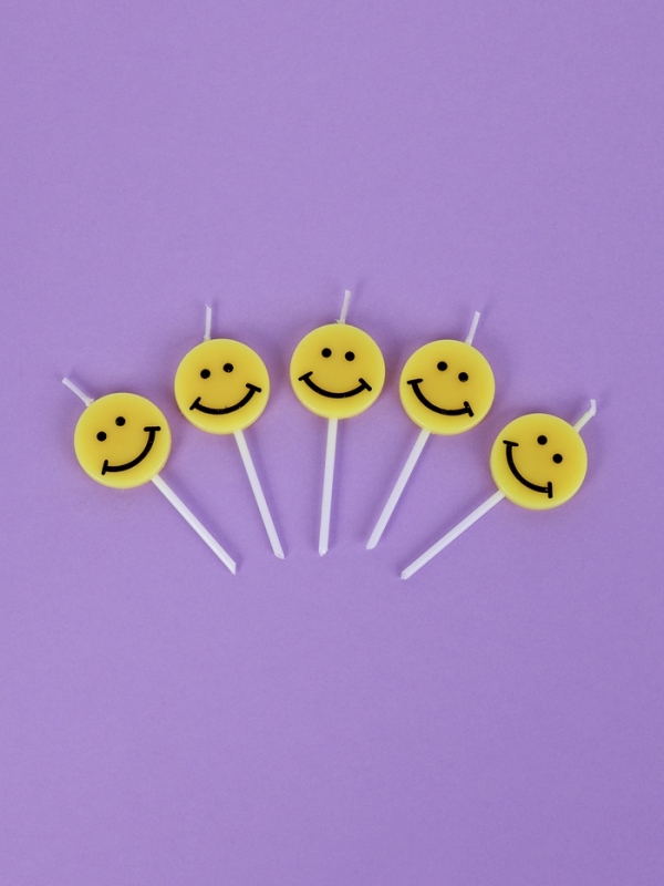 Свечи для торта "Смайл", 5 шт, желтые