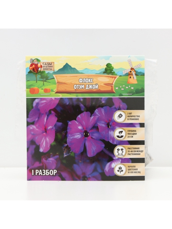 Флокс &laquo;Отэм Джой&raquo; корневище в пакете с торфогрунтом, р-р I, 2 шт.
