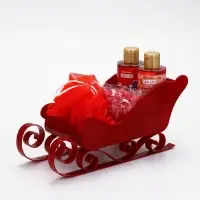 Подарочный набор новогодний в санях: 2 геля для душа, соль для ванны и мочалка, URAL LAB