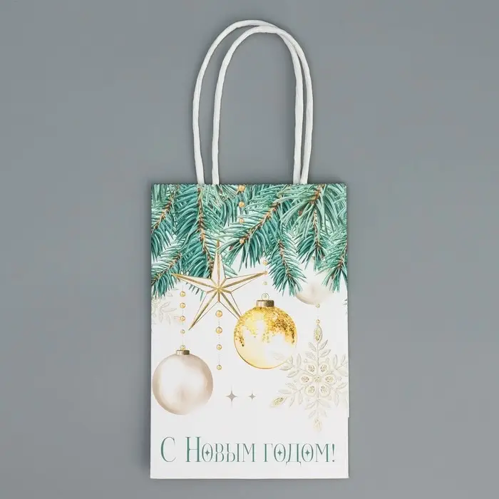 Пакет подарочный новогодний крафтовый &laquo;Роскошь Нового года&raquo;, 15 х 10 х 6 см