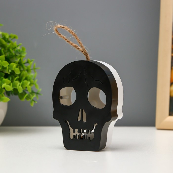 Ночник "Череп" LED 1Вт RGB от батареек LR1130  бело-черный 9,5х4х5см RISALUX