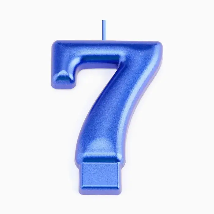 Свеча для торта &laquo;Европейская ГИГАНТ&raquo;, цифра 7, 7 см, синий металлик