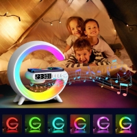 Портативная колонка- ночник G63, 15 Вт колонка, 15 W зарядка, 1800 мАч, подсветка, белая