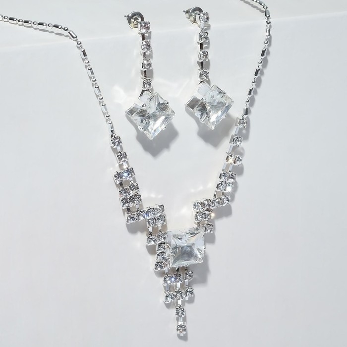 Набор 2 предмета: серьги, колье &laquo;Лёгкий флирт&raquo;, ромбики, цвет МИКС, 45 см