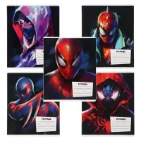 Тетрадь в линейку 18 листов, 5 видов МИКС, обложка мелованный картон, &laquo;Человек-паук&raquo;