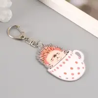 Брелок акрил "Ёжик в кружке в горошек" 4,8х5,7 см