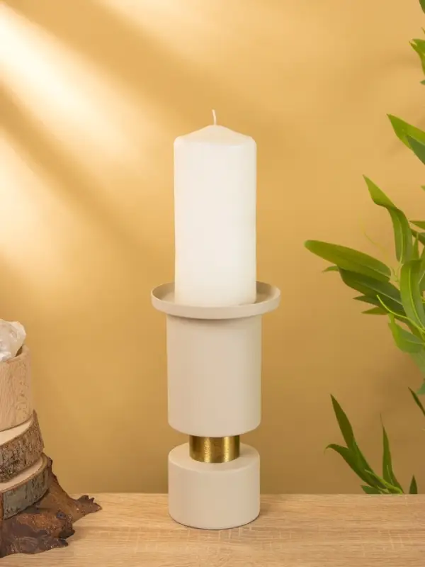 Подсвечник на 1 свечу текстурный "Фисташковый" 10,5х10,5х19 см