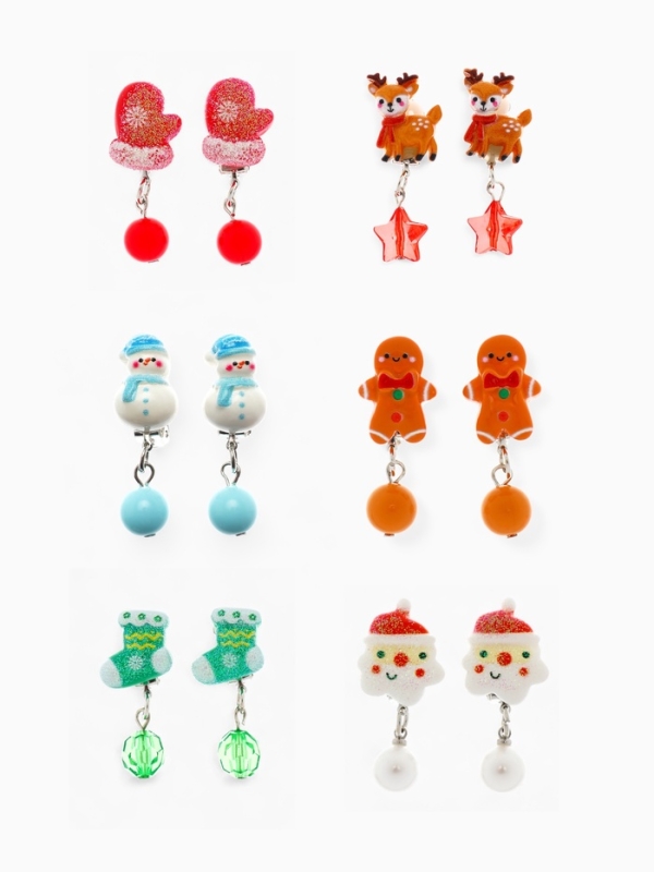 Клипсы детские набор 6 пар "Выбражулька" в форме елки, форма МИКС, цвет МИКС