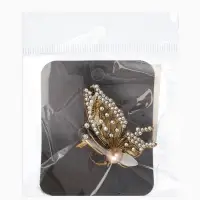 Кольцо для платка "Бабочка профиль", цвет белый в чернёном золоте