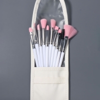 Набор кистей для макияжа, 10 предметов, 16.5 см, в чехле, белый
