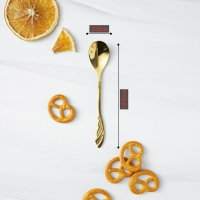 Ложка десертная из нержавеющей стали Magistro &laquo;Перо&raquo;, длина 12,5 см, цвет золотой