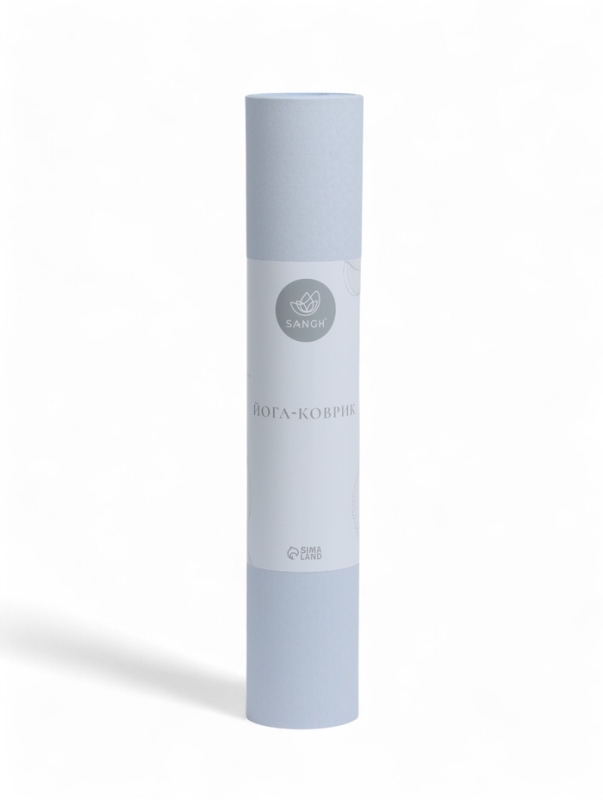 Коврик для йоги и фитнеса Sangh, 183х61х0,4 см цвет пыльно-голубой/темно-голубой