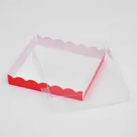 Коробочка для печенья с PVC крышкой, красная, 18&times;18&times;3 см