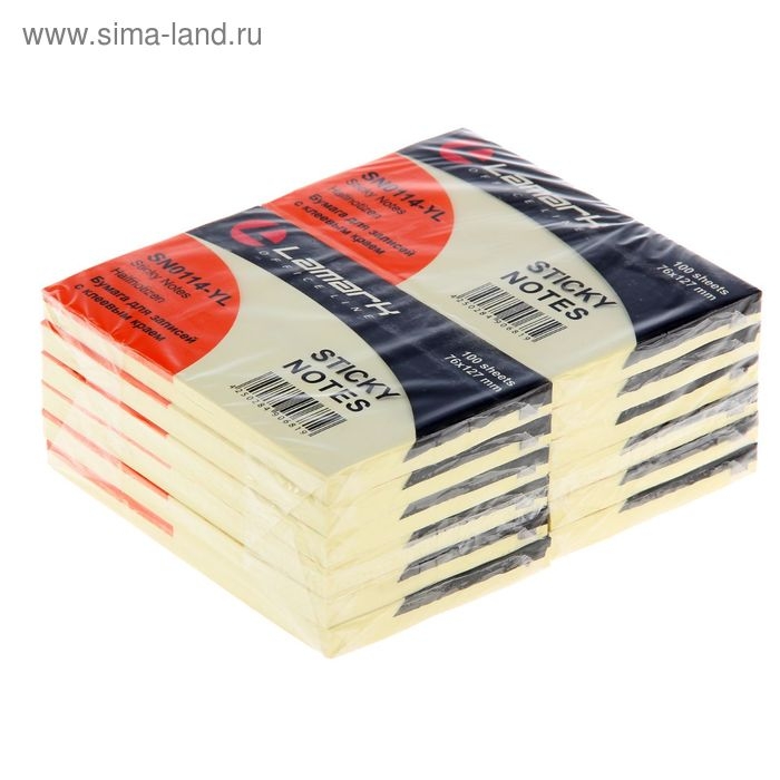 Блок с липким краем Lamark Pastel, 127 &times; 76 мм, 100 листов, жёлтый