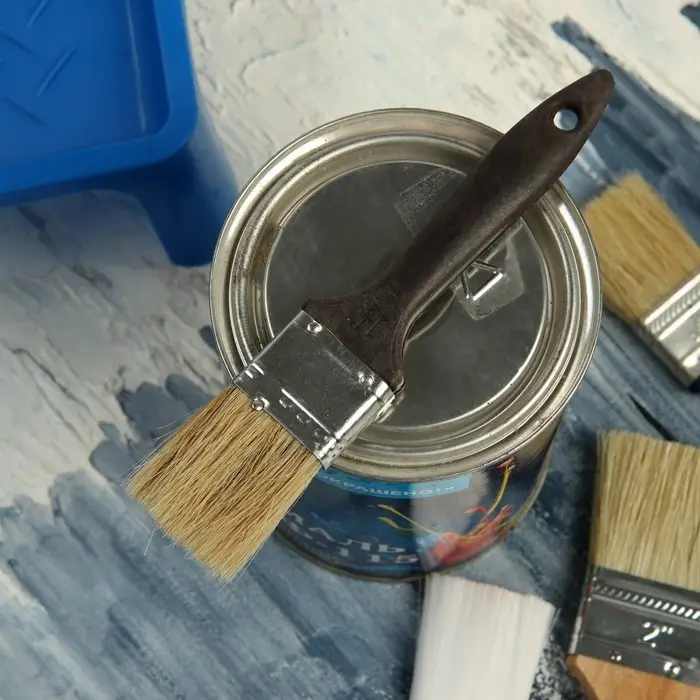 Кисть плоская ЛОМ, натуральная щетина, пластиковая рукоятка, 1.5", 38 мм