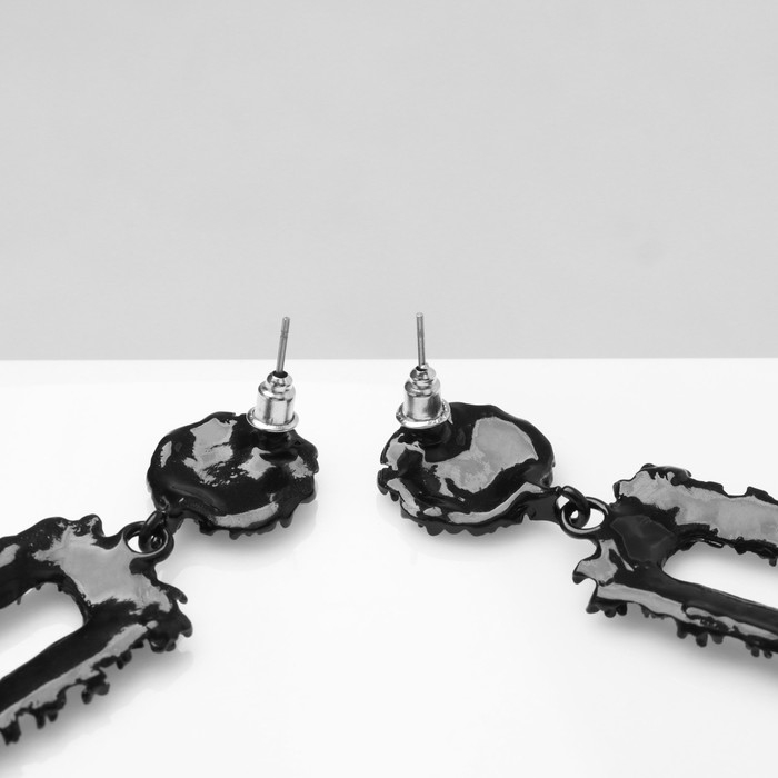 Серьги металл &laquo;Карибы&raquo; длинный прямоугольник, цвет чёрный