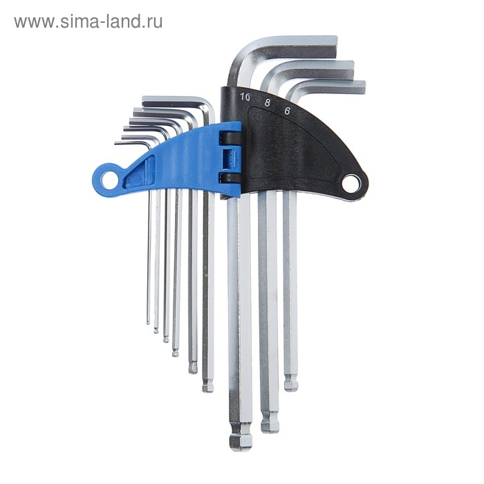 Набор ключей шестигранных ТУНДРА, удлиненных с шаром, CrV, 1.5 - 10 мм, 9 шт.