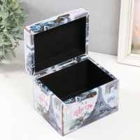 Шкатулка дерево "Эйфелева башня и пионы" 12х16х12 см