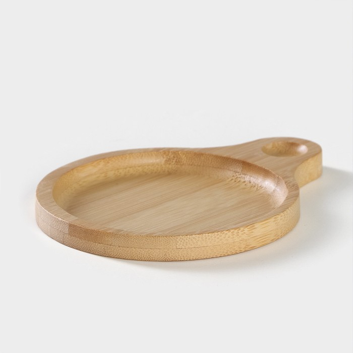 Сахарница фарфоровая с ложкой на бамбуковой подставке BellaTenero, 350 мл, цвет белый