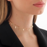 Чокер &laquo;Металлика&raquo; крестики, цвет золото, L=30 см