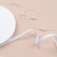 Лента бархатная, 6 мм, 18 &plusmn; 1 м, цвет белый №01