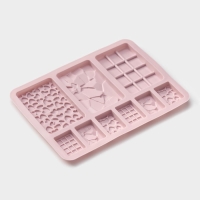 Форма для шоколада Доляна &laquo;Шоколадное ассорти&raquo;, силикон, 20&times;15 см, 9 ячеек, цвет розовый