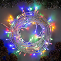 Гирлянда &laquo;Нить&raquo; 10 м, IP44, УМС, белая нить, 100 LED, свечение мульти, 8 режимов, 24 В