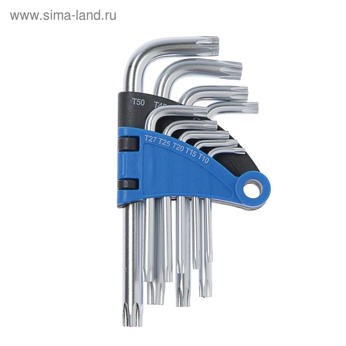 Набор ключей ТУНДРА, TORX Tamper, CrV, TT10 - TT50, 9 шт.