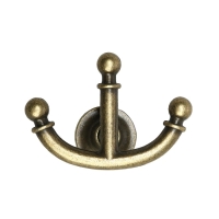 Крючок мебельный ТУНДРА TKT006, трехрожковый, бронза