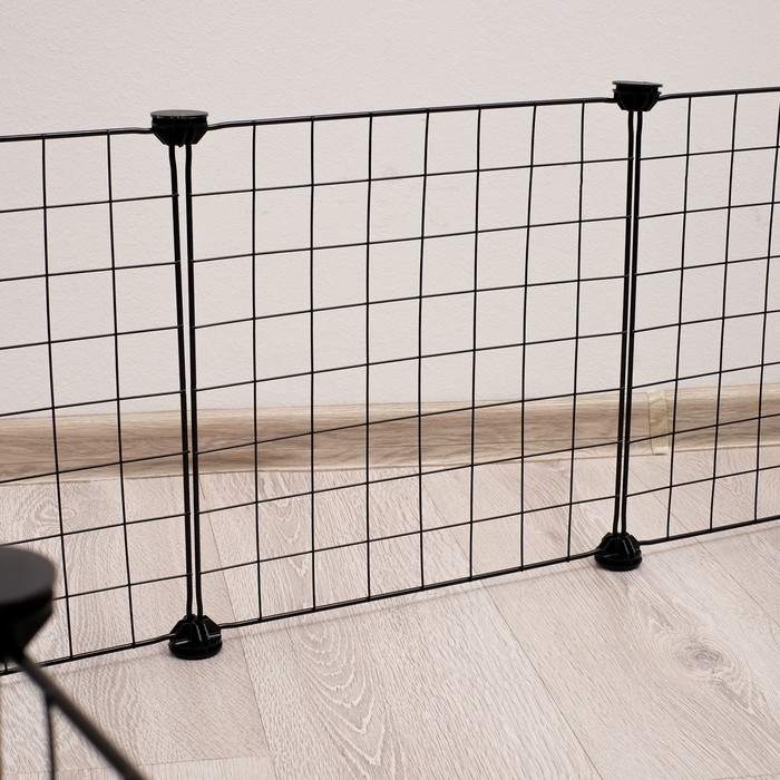 Вольер 12 секций, металлический, 105 х 105 х 35 см, (35 х 35 см звено), чёрный