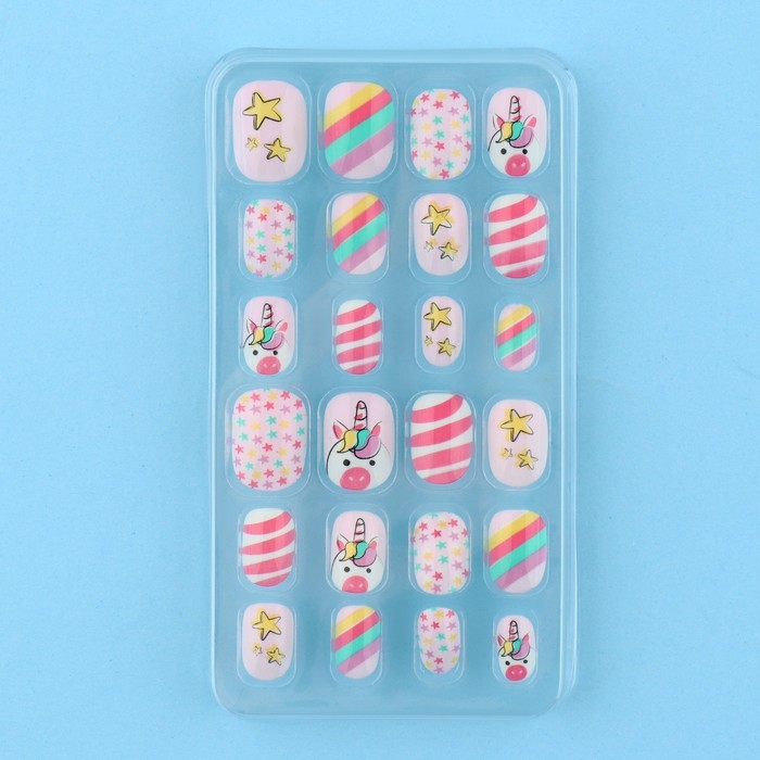 Детские накладные ногти &laquo;Розовый единорожка&raquo;, 24 шт