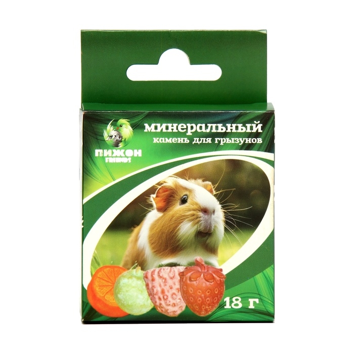 Минеральный камень "Пижон" для грызунов, фрукты, набор из 4 шт, 18 г