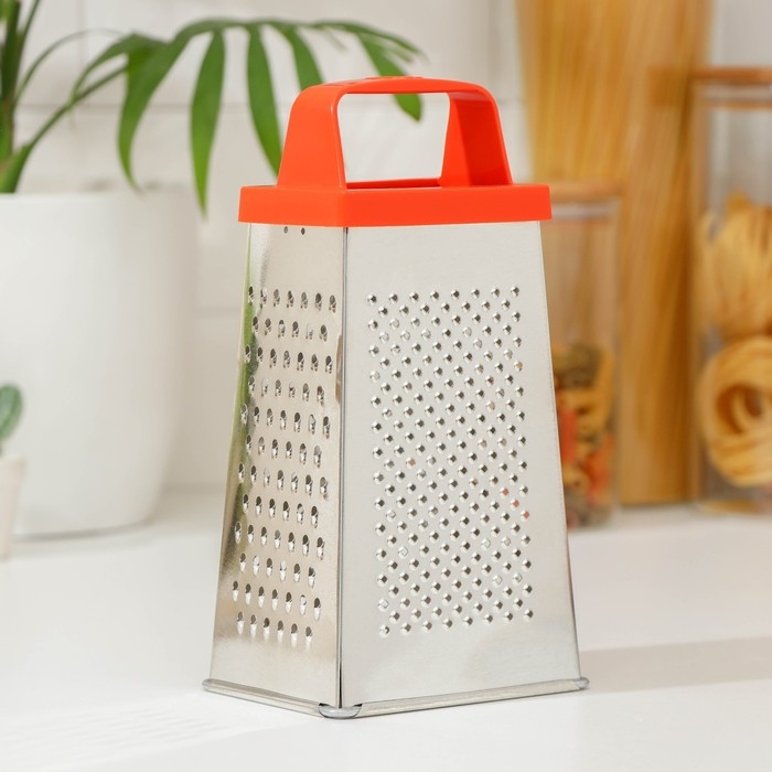 Тёрка Доляна, 4 грани, 11&times;8,5&times;22 см, ручка пластик, цвет МИКС