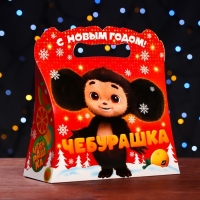 Новый год. Подарочная коробка "Чебурашка", Сумочка , 25,5 х 11 х 20 см.