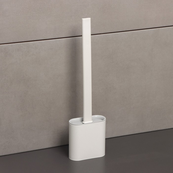 Ёршик для унитаза силиконовый Доляна &laquo;Лилу&raquo;, 4,3&times;9,5&times;36 см, цвет белый