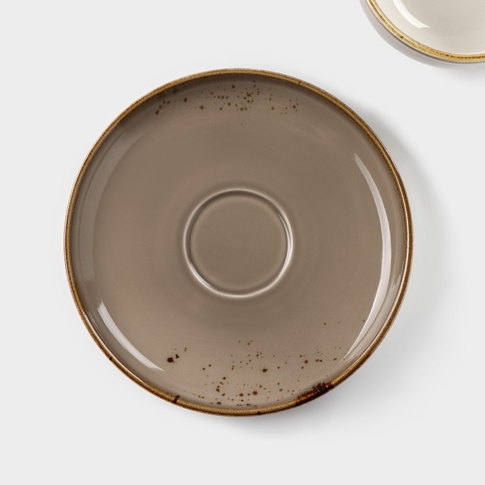 Чайная пара фарфоровая Magistro &laquo;Церера&raquo;, 2 предмета: чашка 250 мл, блюдце d=16,3 см, цвет коричневый