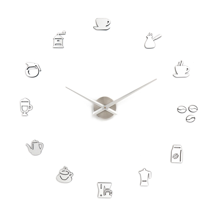 Часы настенные интерьерные большие для кухни, 3d Часы настенные интерьерные большие для кухни, 3d "Время кофе", наклейка, d-120 см